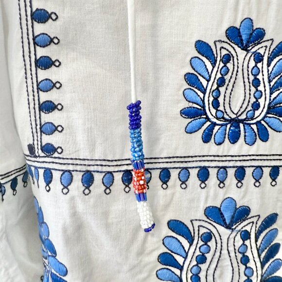 Soft Surroundings NEW Vera Blue Floral Embroidered Cotton Tunic Top size PXL - Picture 7 of 13